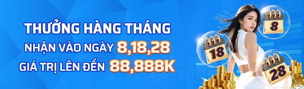 Thưởng hàng tháng tại TV88 game
